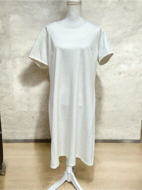 Women’s Jessica Rose White Gold  Crew Neck Wide Sleeve Minimalist Shift Dress 16